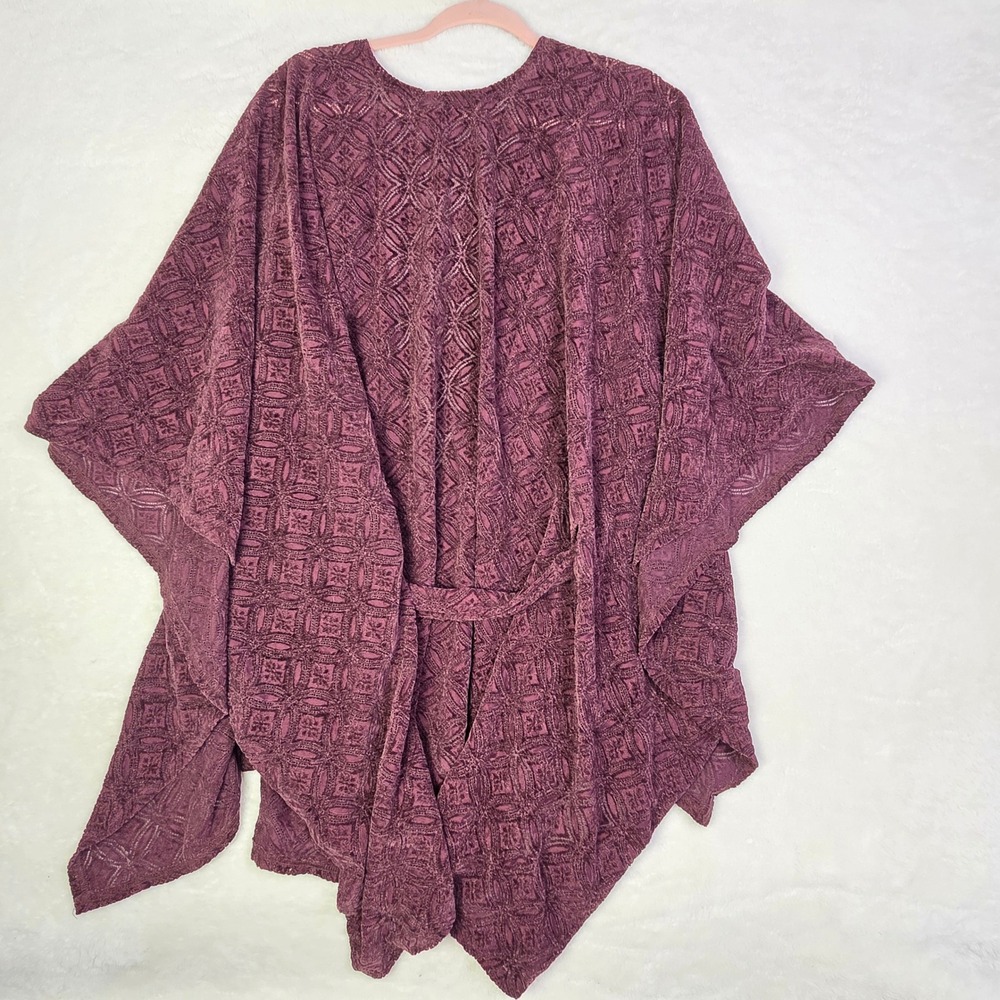 Torrid Kimono Wrap Plum Burgundy Geometric Lace Tie Waist One Size 42540296 - Picture 3 of 7